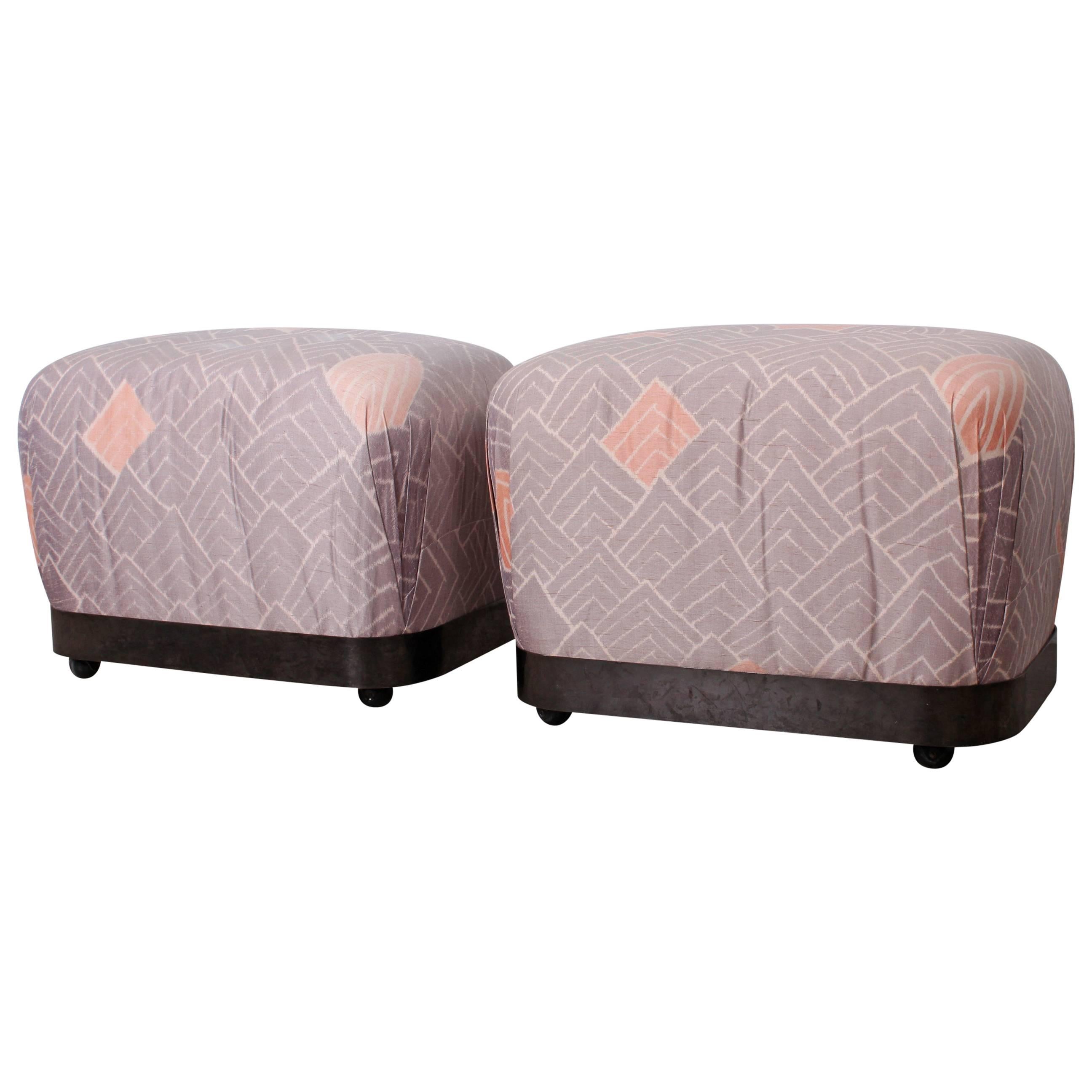 Pair of Ottomans / Poufs by Karl Springer