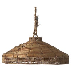 Wicker-Bamboo Large Naturel Pendant Lamp, 1960s, Germany