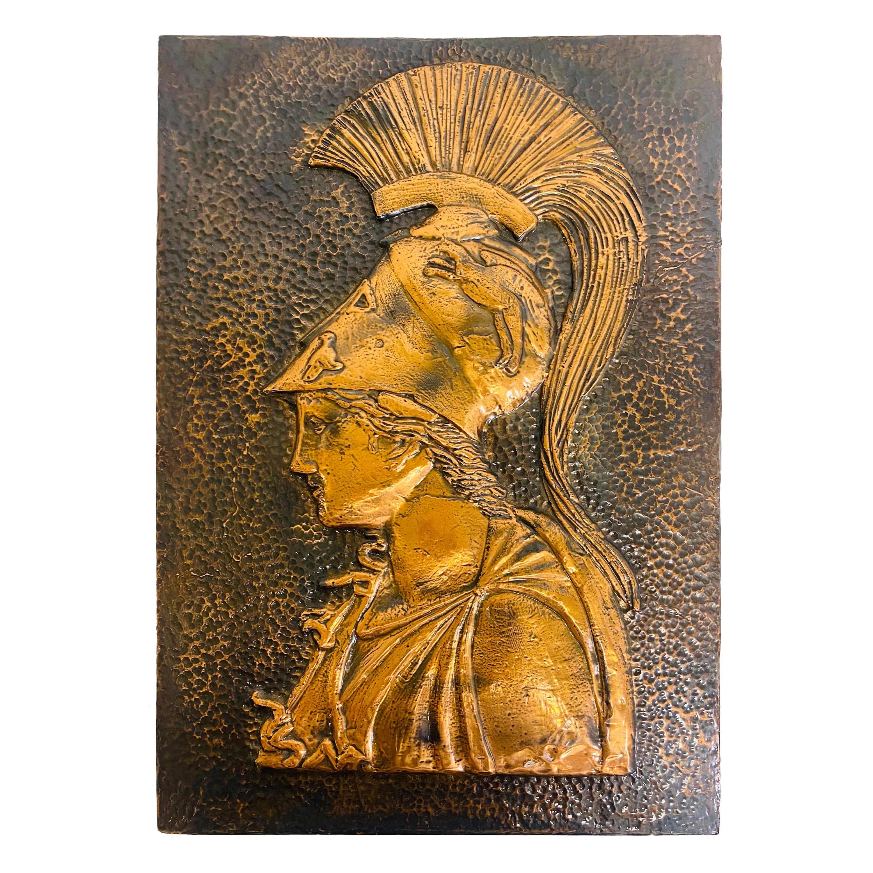 Plaque murale Greco Roman en cuivre martelé à la main du milieu du siècle dernier