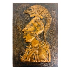 Plaque murale Greco Roman en cuivre martelé à la main du milieu du siècle dernier