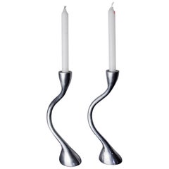 Pair of zigzag candlesticks by art3, Spain, 1970