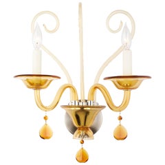 Murano Amber Glass Wall Sconce