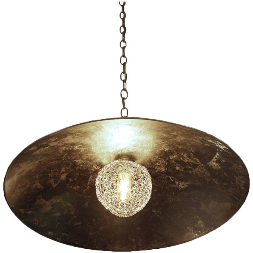 Modern Italian Glass Silver Leaf Chandelier by MarCo Pagnoncelli For