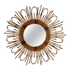 Flower rattan mirror, 1960s