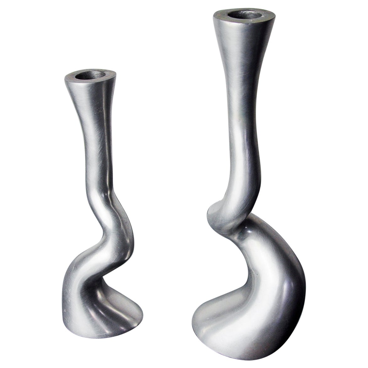 Pair of brutalist candlesticks by art3, Spain, 1970
