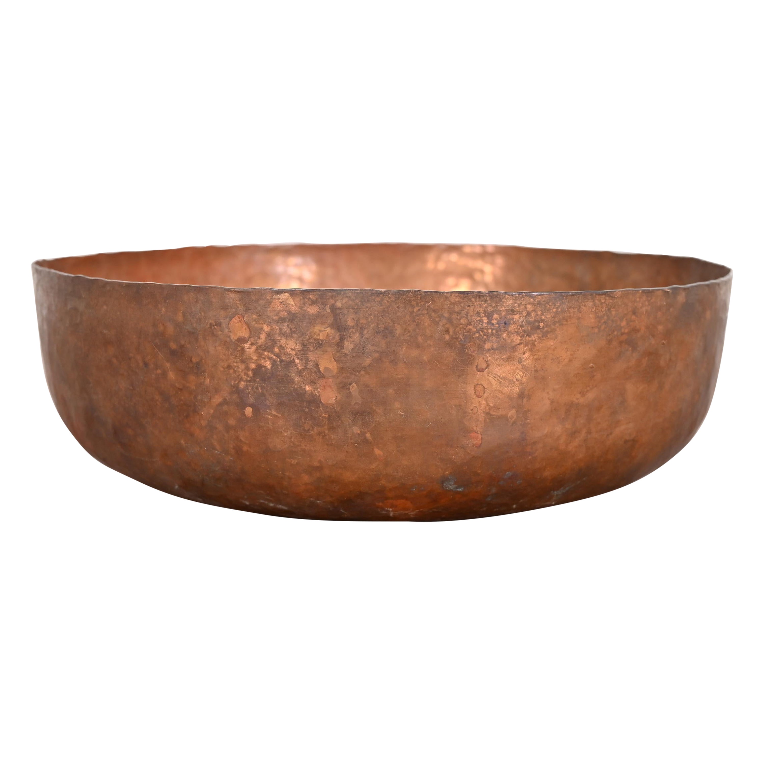 Cuenco grande de cobre martillado Roycroft Arts & Crafts