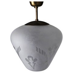 Swedish designer frosted glass ceiling lamp, 1950s