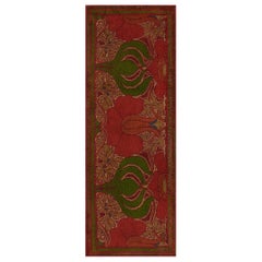 Antique Hand-woven Red Floral Irish Donegal Voysey Runner