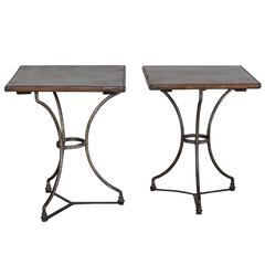 Pair of Square Antique French Bistro Tables, circa 1880
