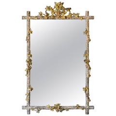 Grapevine Motif Painted Antique French Mirror, circa 1890