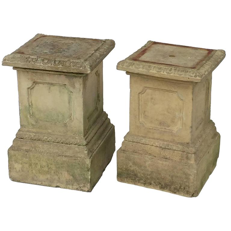 Pair of 19th Century English Terra Cotta Garden Pedestal Plinths at