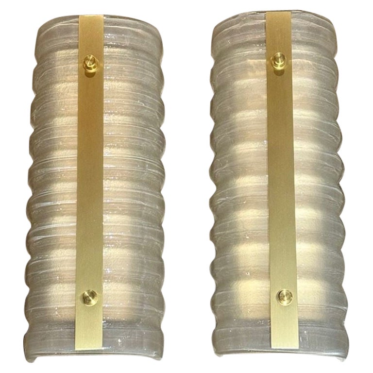 Pair of Murano Ribbed Wall Sconces