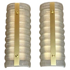 Pair of Murano Ribbed Wall Sconces