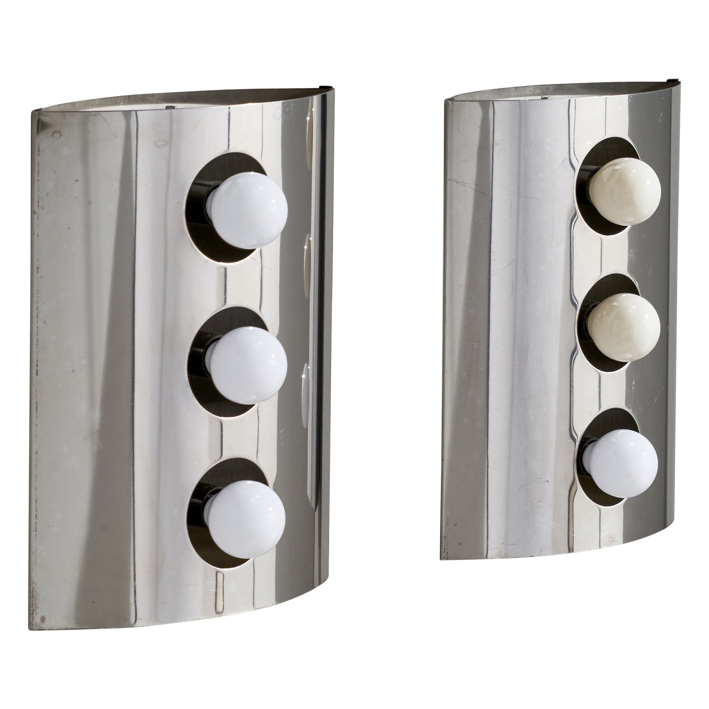 Goffredo Reggiani, Wall Lights, Chrom, Italien, 1970er Jahre