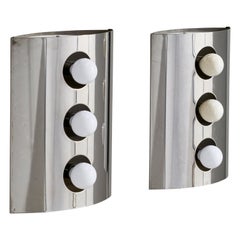 Goffredo Reggiani, Wall Lights, Chrome, Italy, 1970s
