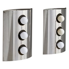 Goffredo Reggiani, Wall Lights, Chrome, Italy, 1970s