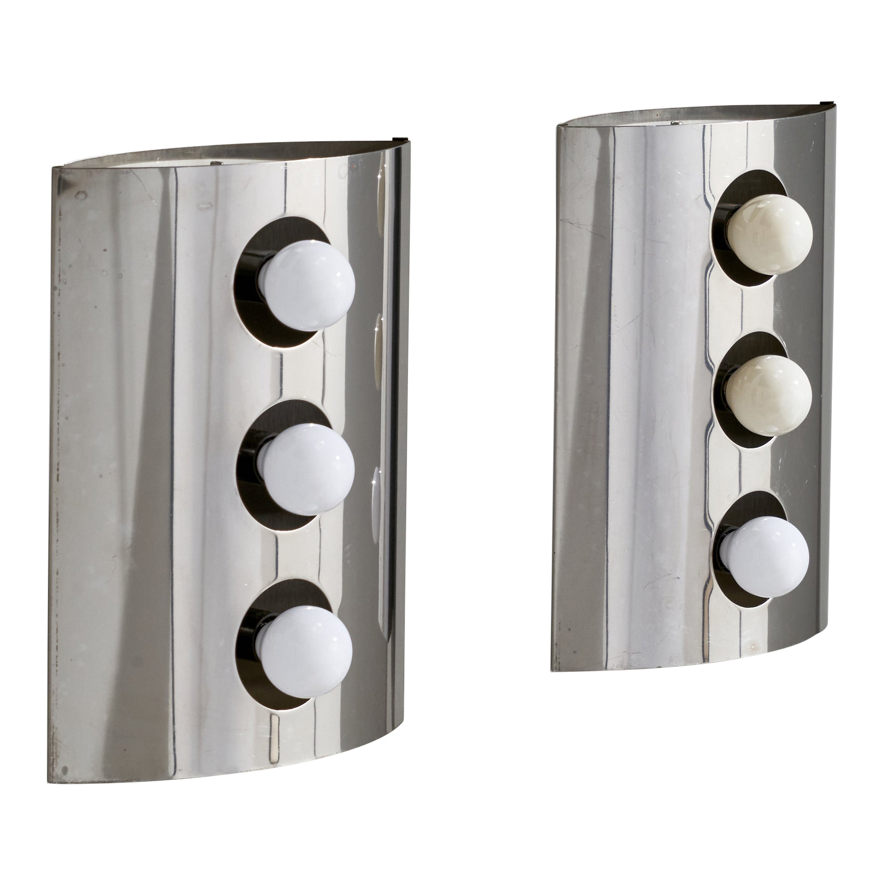 Goffredo Reggiani, Wall Lights, Chrom, Italien, 1970er Jahre
