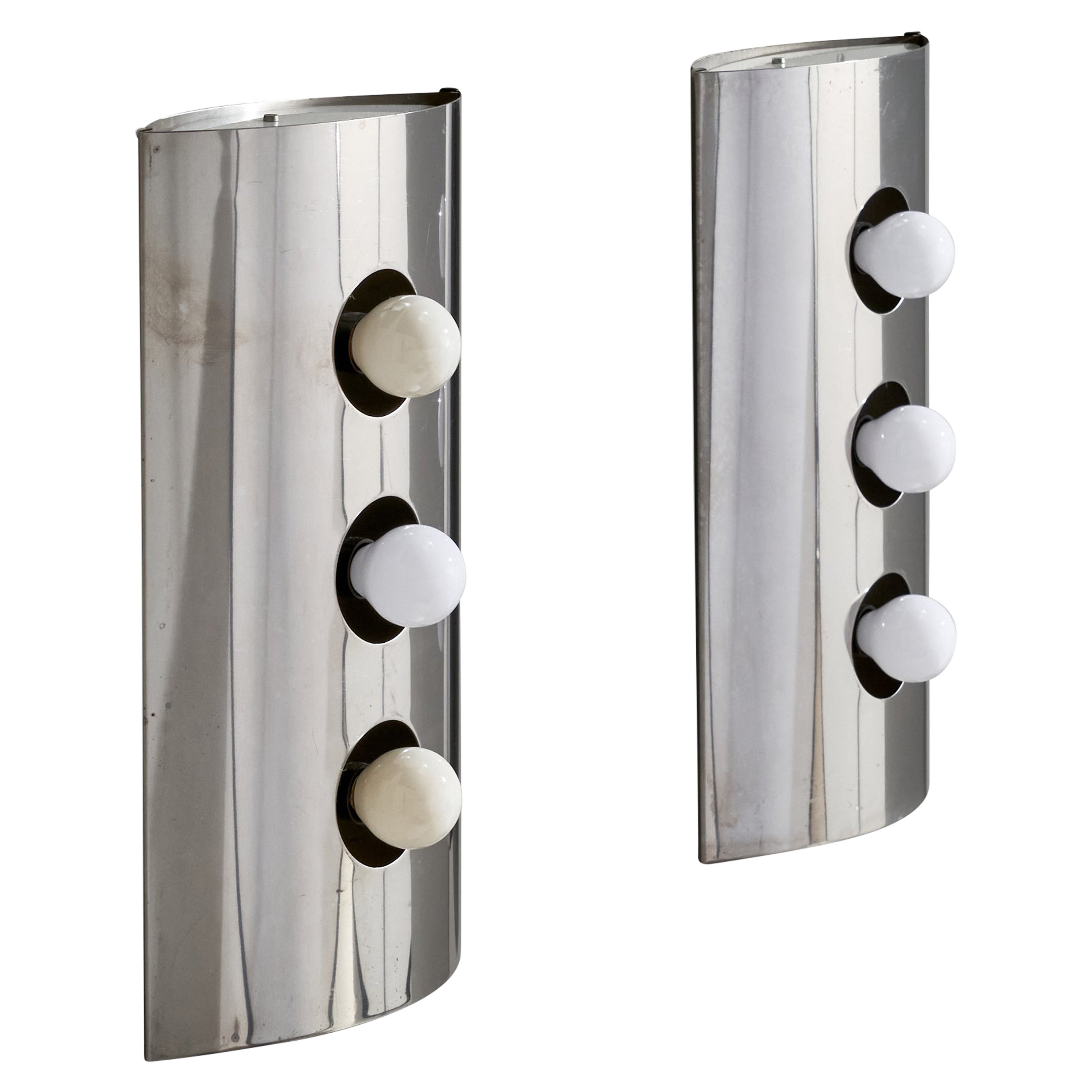 Goffredo Reggiani, Wall Lights, Chrom, Italien, 1970er Jahre