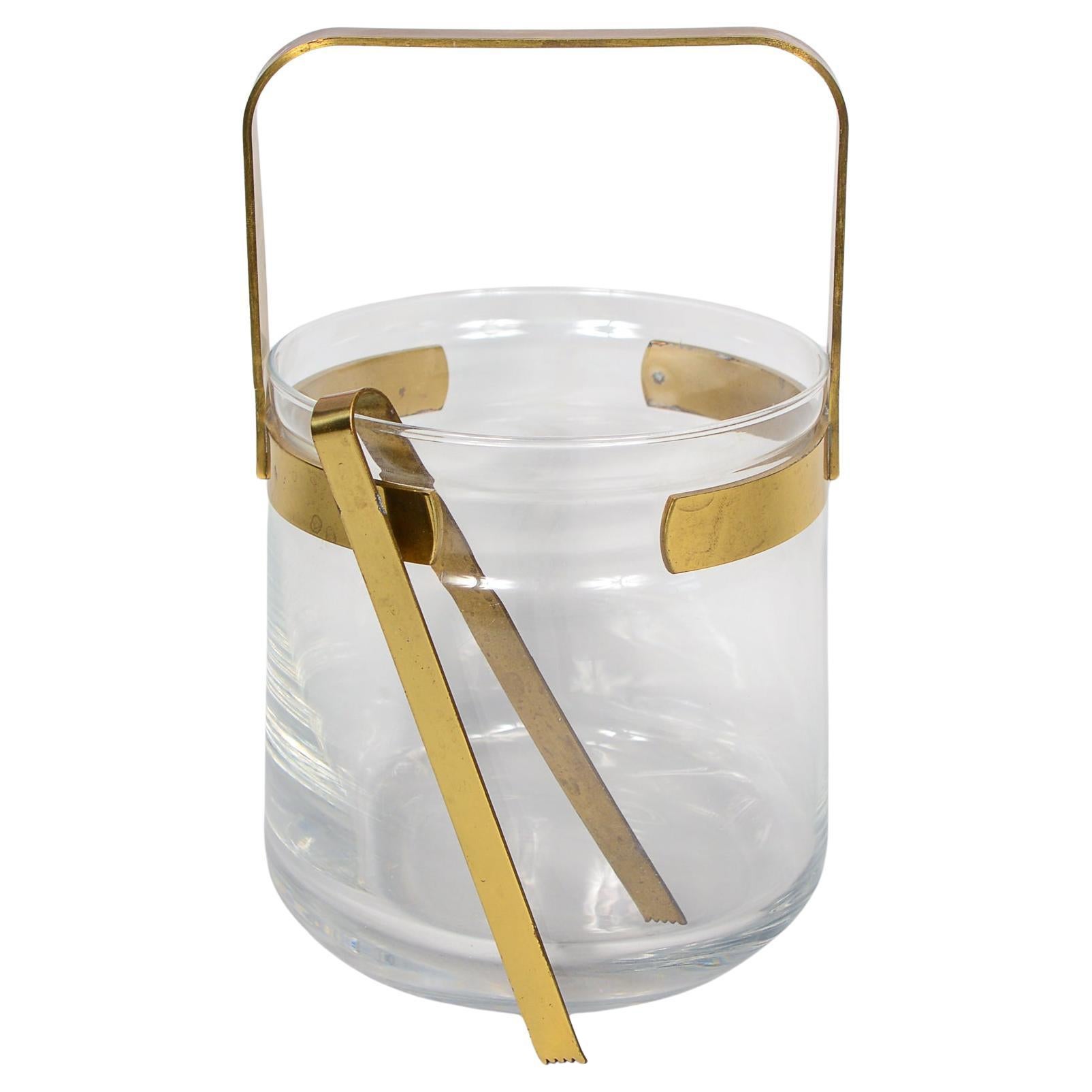 Italian Brass and Glass Ice Bucket
