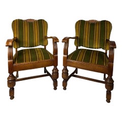 Pareja de Sillones Laterales Tapizados Art Decó Vintage