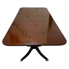 Large 12 Seater Antique Quality Mahogany Two Pilar Dining Table 74 x 122 x 224