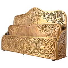 Tiffany Studios New York Zodiac Muster Bronze Doré Briefständer