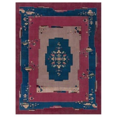 Doris Leslie Blau Alfombra china Art Decó de lana hecha a mano
