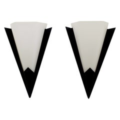Pair of Black Metal French Wall Lights By Disderot  France 1960