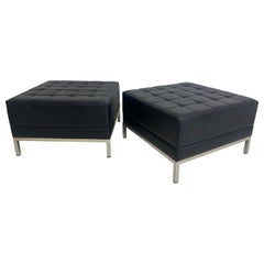 Vintage mid-century modern tufted Ottomans after Milo Baughman/a pair