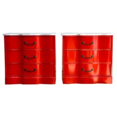 Marble Top Red Serpentine Chests, a Pair