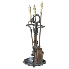 Outils ou ensemble de cheminée victorien anglais, 19e siècle