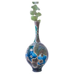 Isak Isaksson Blue & Green Ceramic Vase Crystalline Glaze Contemporary Space