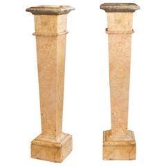 Pair of Marble Plinths in ''Rose De Brignoles, '' Early 20th Century