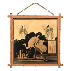 19th Century French Faux Bamboo Tri-Fold Mirror