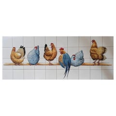 Portuguese Azulejos Tile Backsplash - Hand Painted Kitchen Tiles "Chickens"