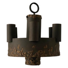 Brutalist Design Large 6 Armed Pendant Lamp, 1950s, Germany