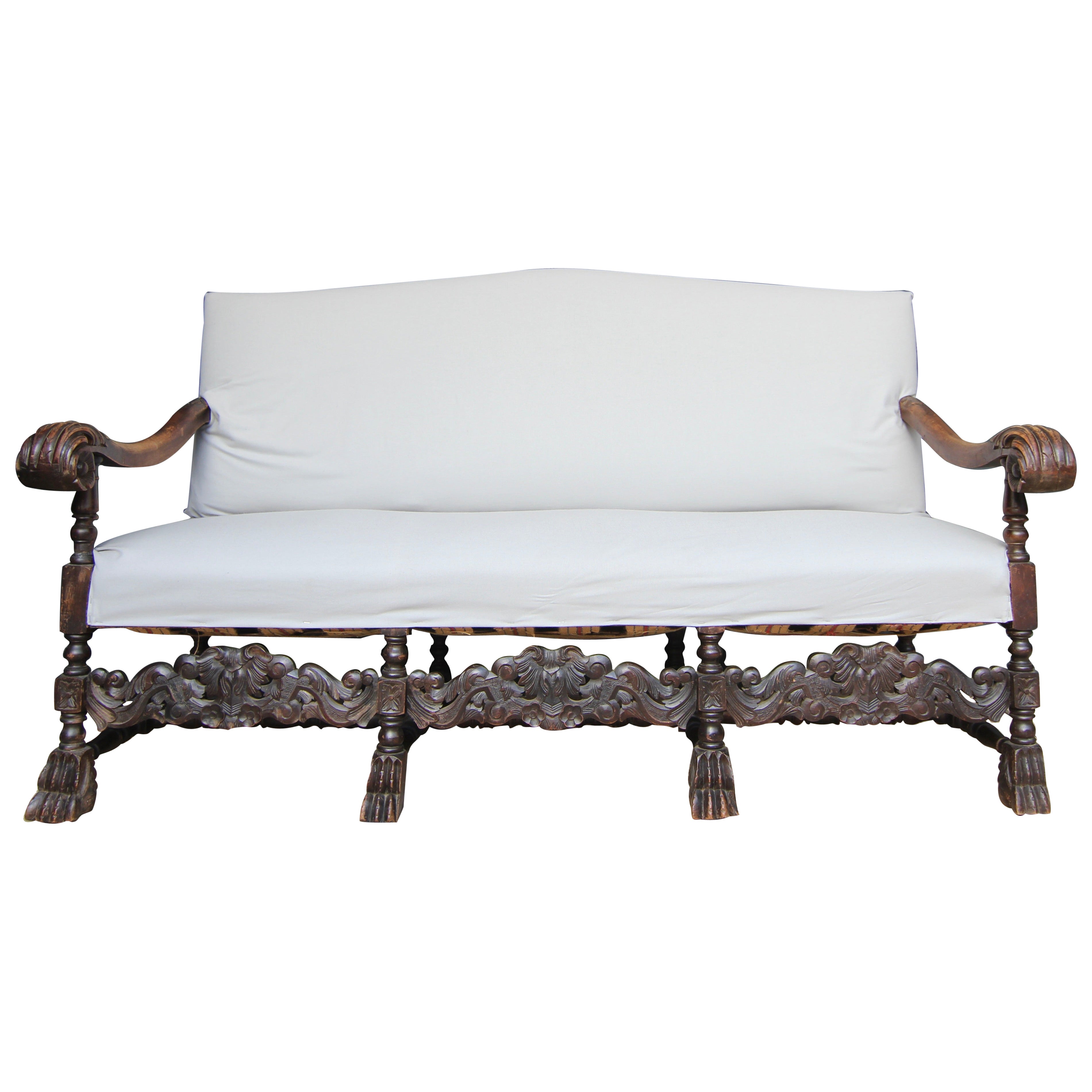 Spätes 19. Jahrhundert Deutsch geschnitzt Nussbaum Sofa