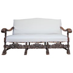 Late 19th Century German Carved Walnut Sofa