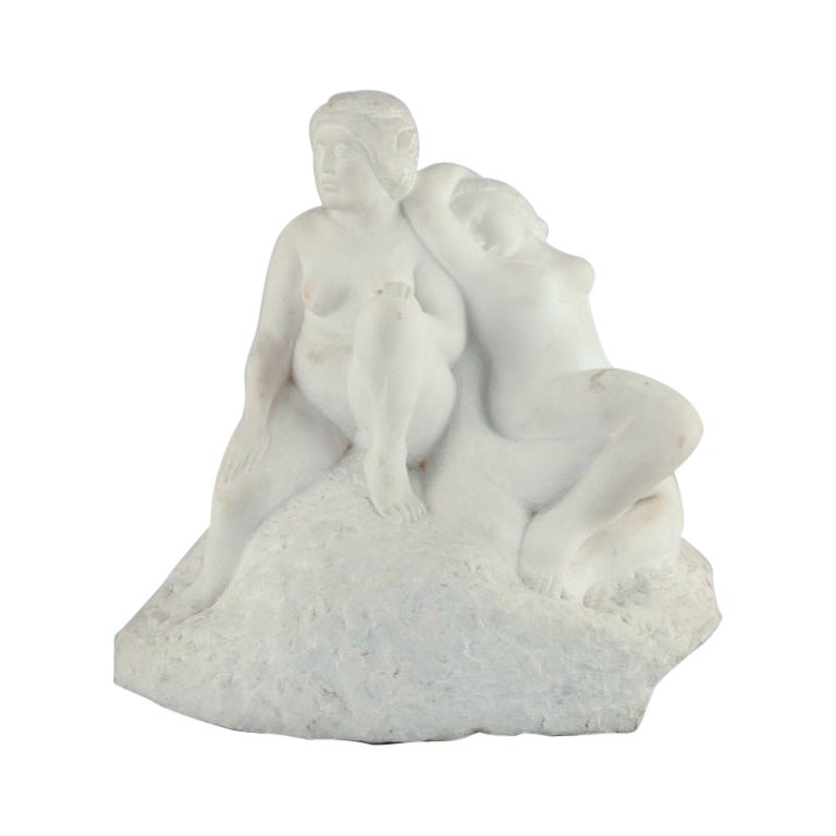 Jean René Carrière. Large and impressive "Naiades"  marble group sculpture.