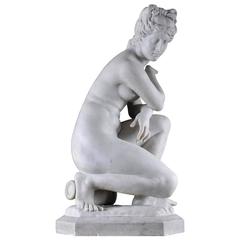 "Crouching Aphrodite" Marble Carved after the Greek Original Sculpture