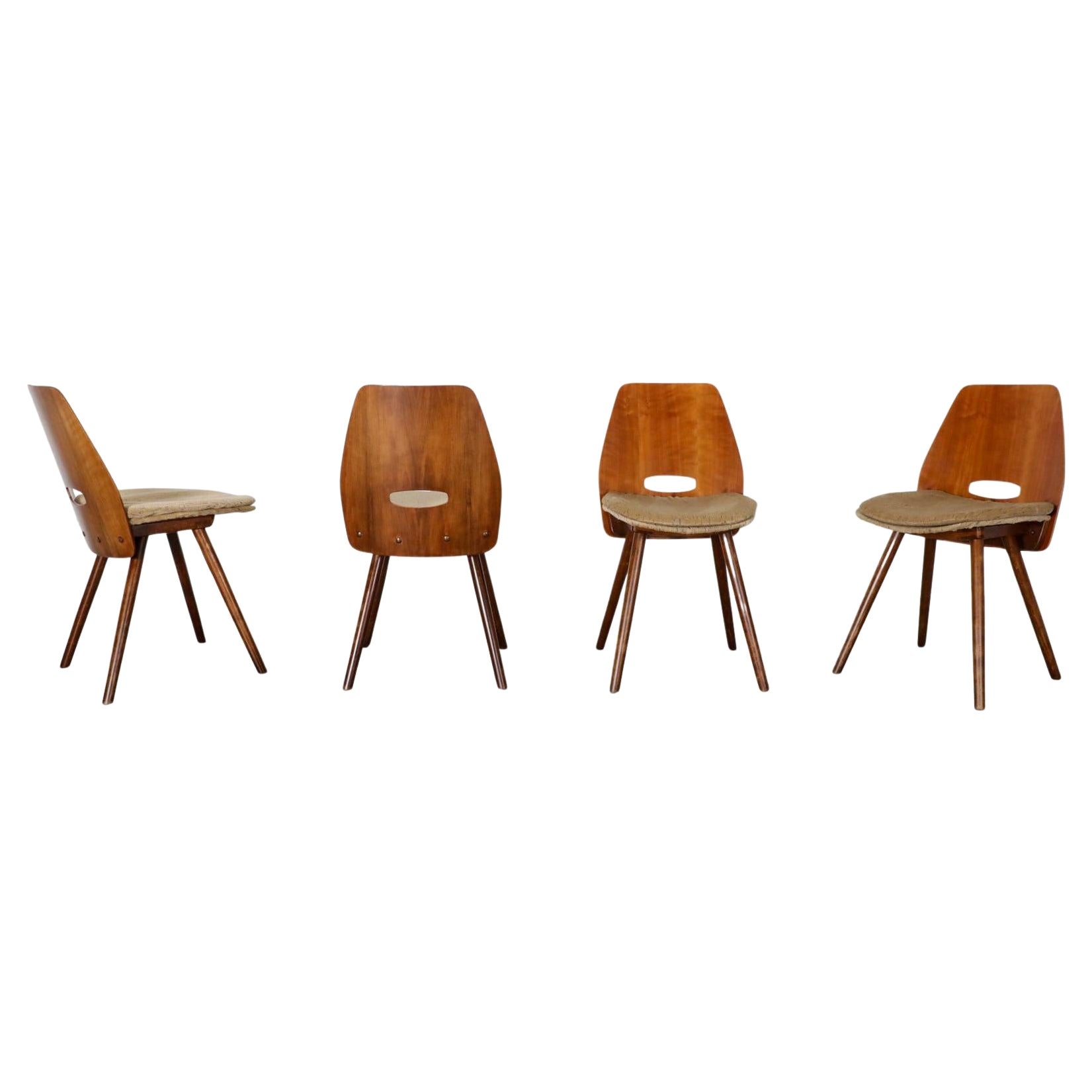 Set of Four "Lollipop" Dining Chairs Designed by Frantisek Jirak