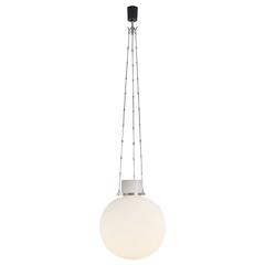 Minimal White Glass Globe Pendant Lamp by Glashütte Limburg