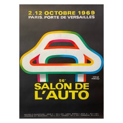 Herve Morvan SALON DE L'AUTO Original 1969 Vintage Automobile Advertising Poster