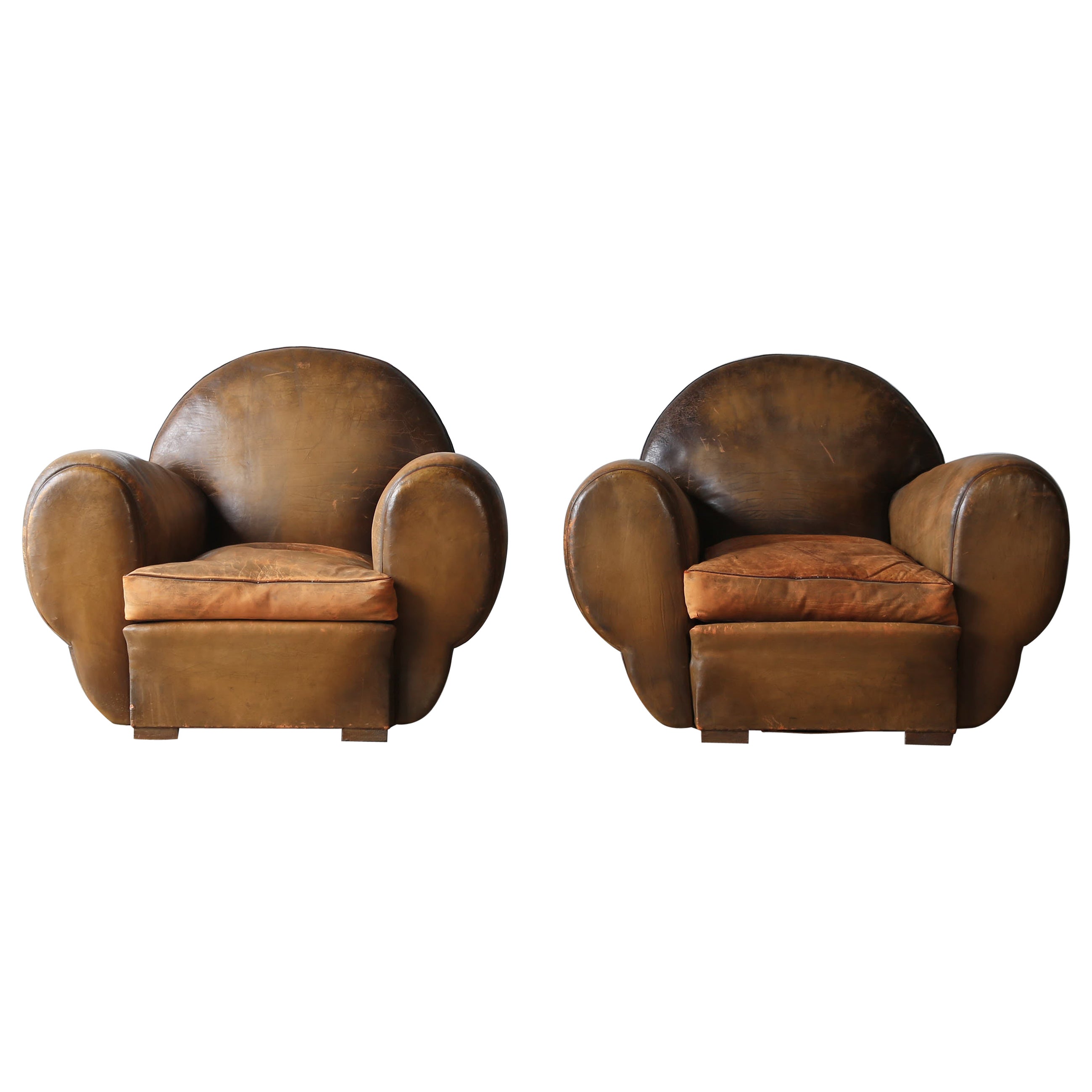 Pair of Club Chairs, France, 1940s, For Reupholstery