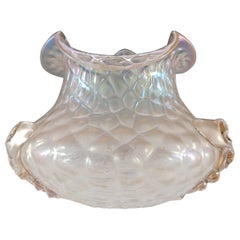 Kralik Art Nouveau Vintage Iridescent Glass 'Martelé' Vase