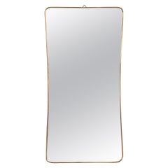 Large Italian Brass Shield Mirror from the 1950s in the Style of Gio Ponti