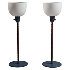 ASEA Tischlampen aus Leder, Glas und Stahl, unbekannter Designer, Schweden, 1950er Jahre