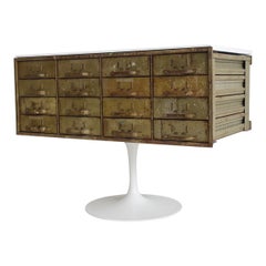 Mid-20th Century Army Green Metal Chest of Drawers