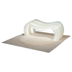 HEMPLAII Meditation seat of 3D printed sugar with a hand-woven hemp and wool rug