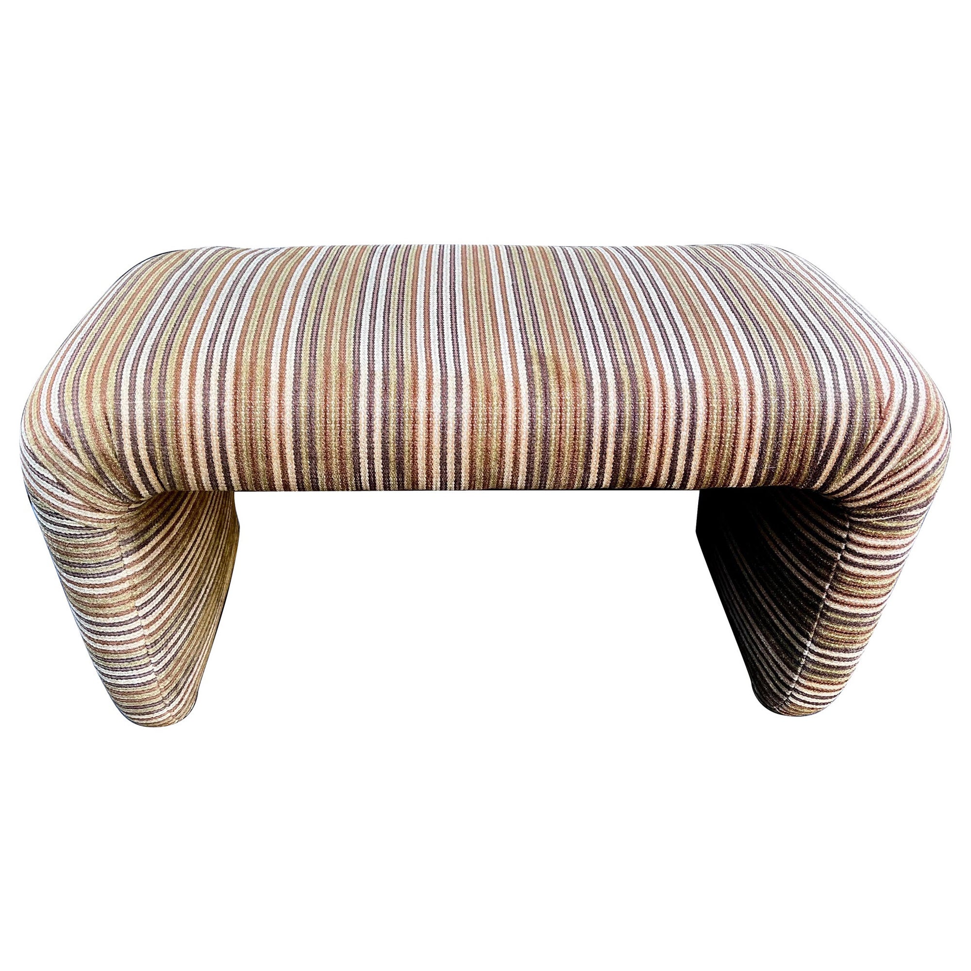 Vintage Waterfall Upholstered Bench, 1970s
